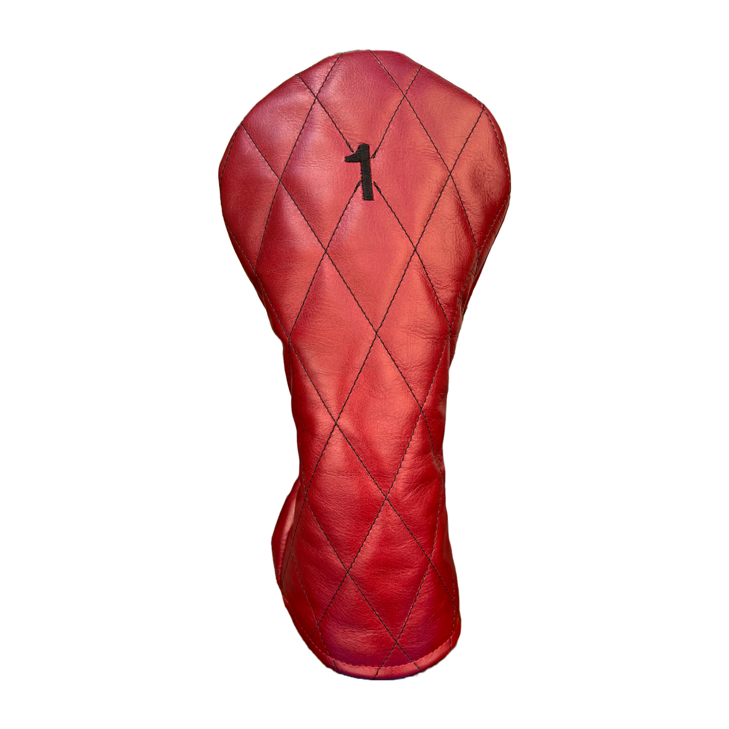 Crimson Leather Quilted with Black Stitching 4-Piece Set