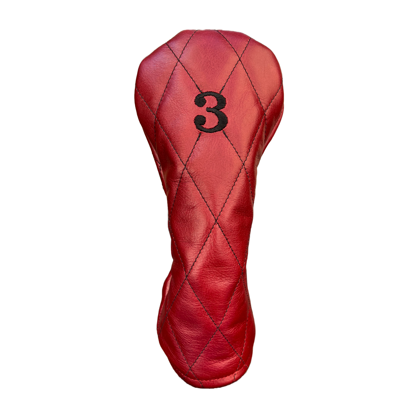 Crimson Leather Quilted with Black Stitching 4-Piece Set