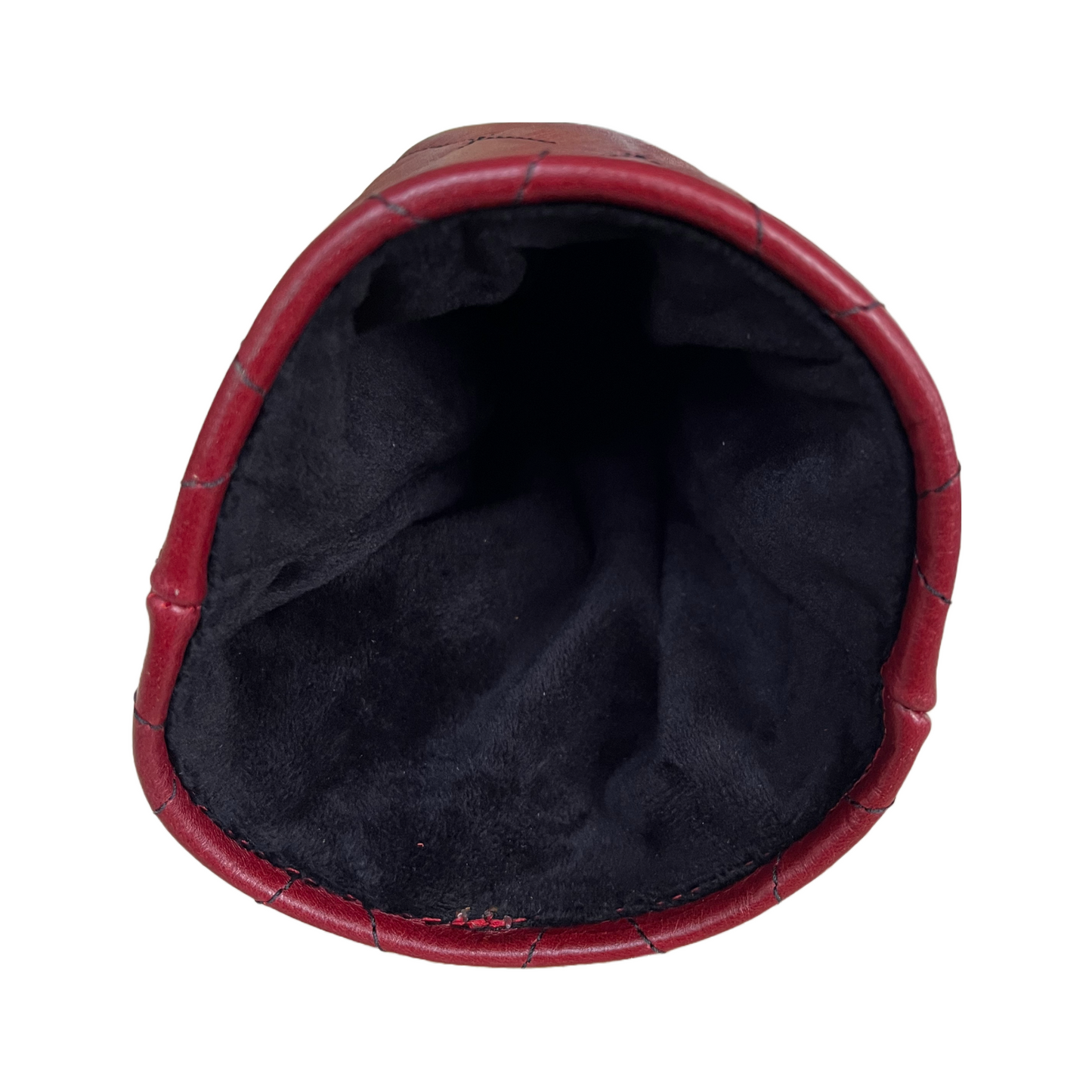 Crimson Leather Quilted with Black Stitching 4-Piece Set