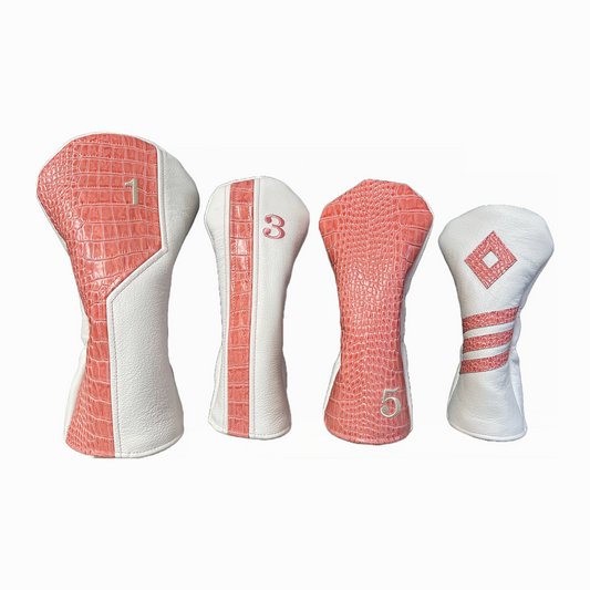 Limited Edition - Pink Croc with Pebbled White Leather 4-Piece Set