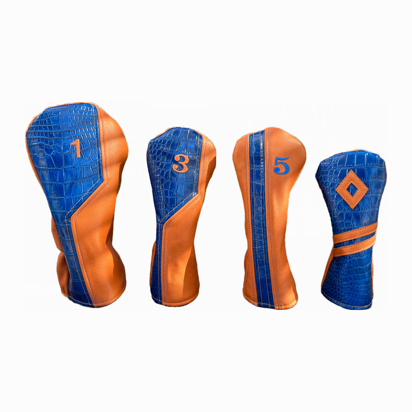 Limited Edition - Royal Blue Croc with Pebbled Butterscotch Leather 4-Piece Set