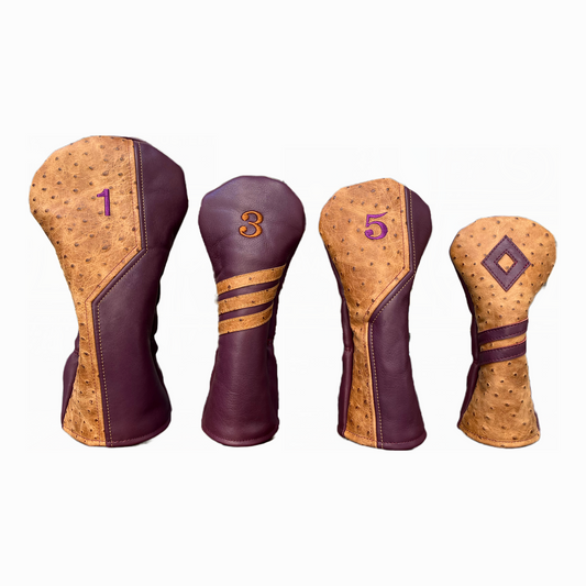 Rustic Ostrich with Pebbled Plum Leather