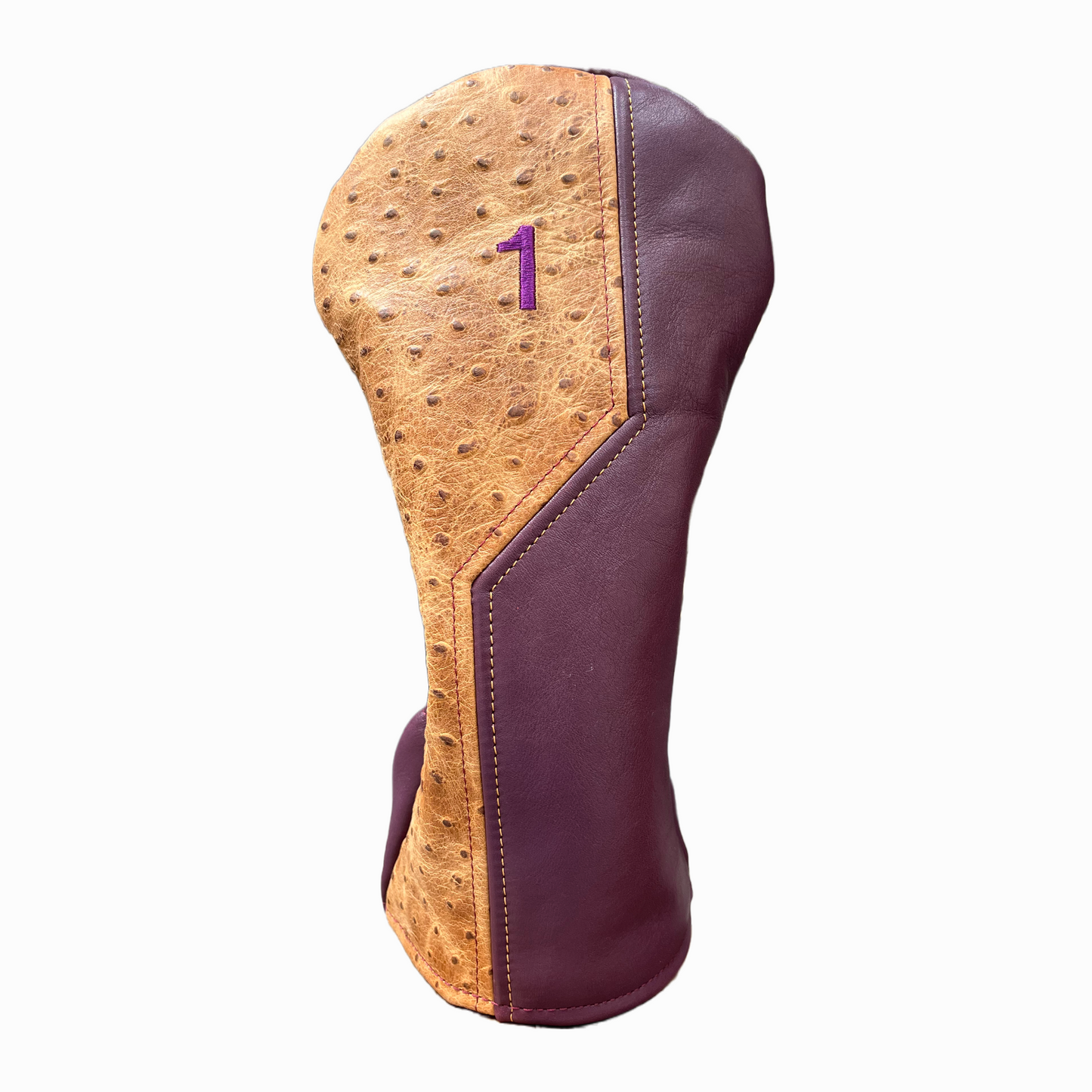 Rustic Ostrich with Pebbled Plum Leather