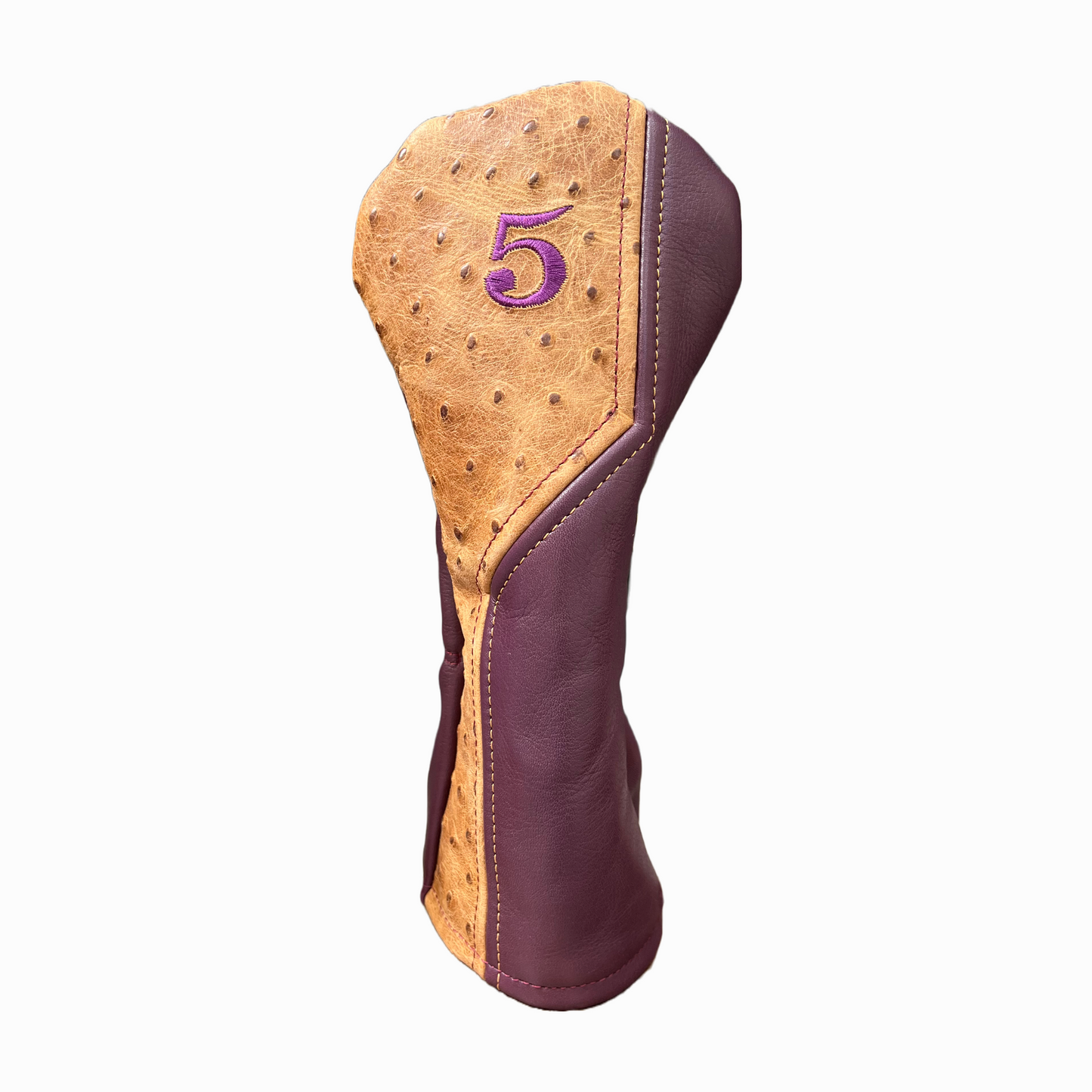 Rustic Ostrich with Pebbled Plum Leather