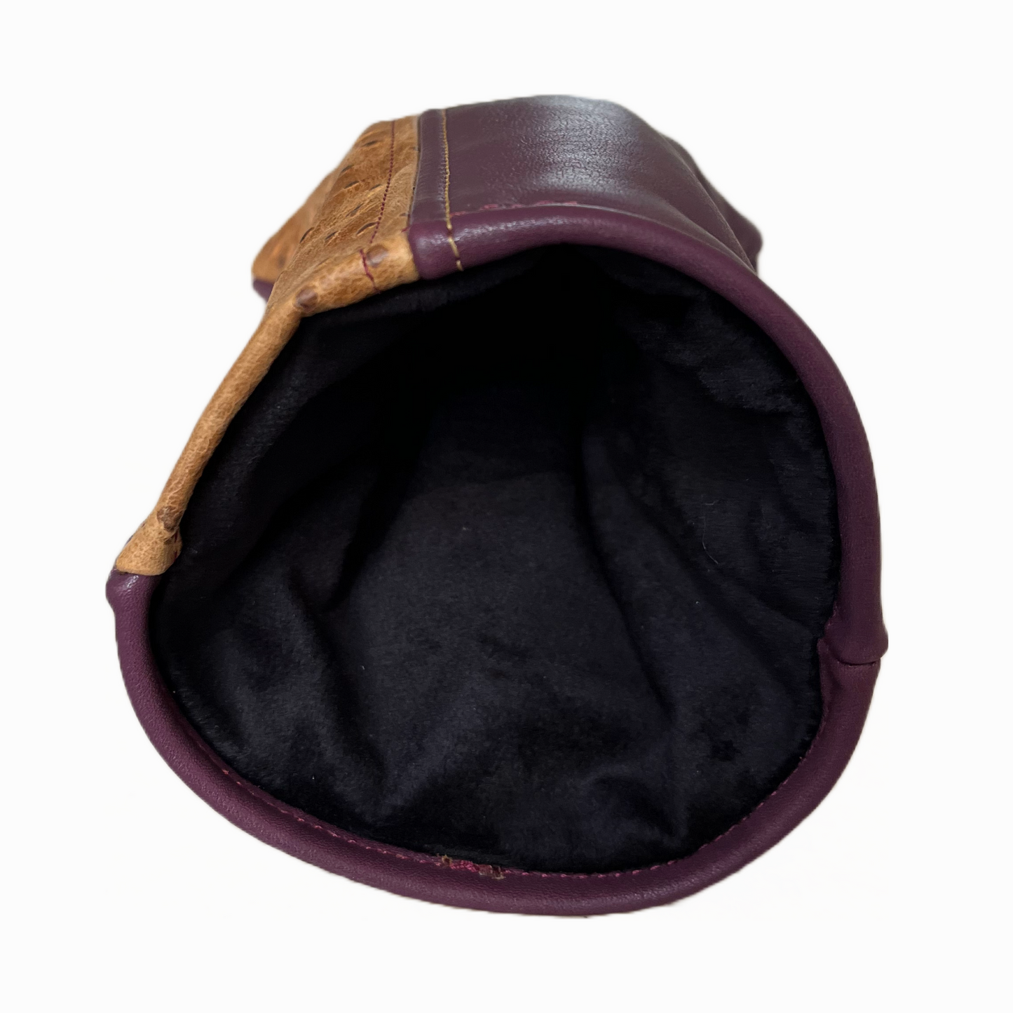 Rustic Ostrich with Pebbled Plum Leather