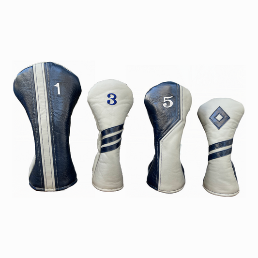 Shiny Navy with Light Grey Leather 4-Piece Set