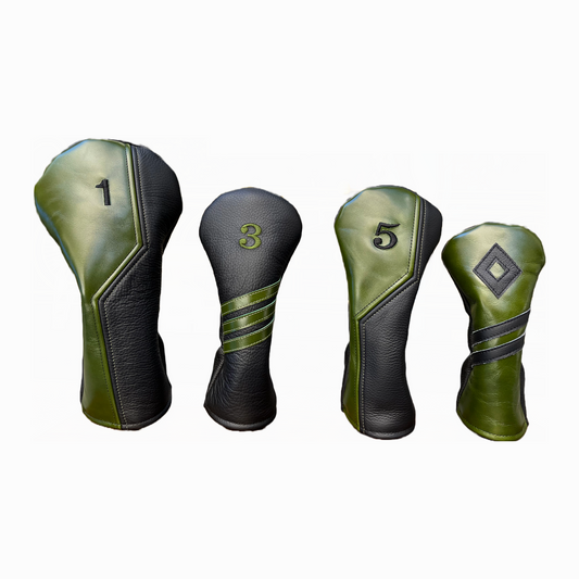 Smooth Emerald with Pebbled Black Leather 4-Piece Set