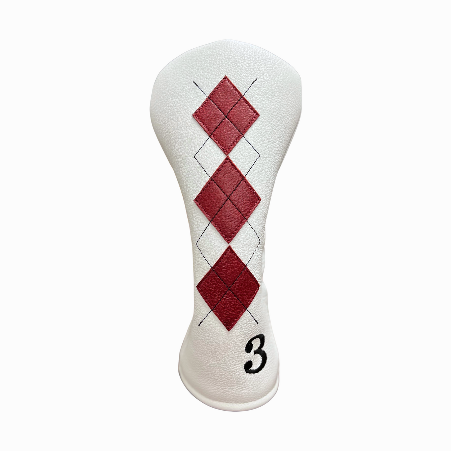 Pebbled White and Crimson Leather with Black Stitching