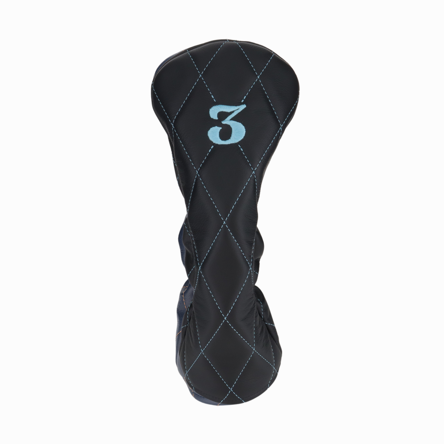 Smooth Charcoal Leather Quilted with Carolina Blue Stitching