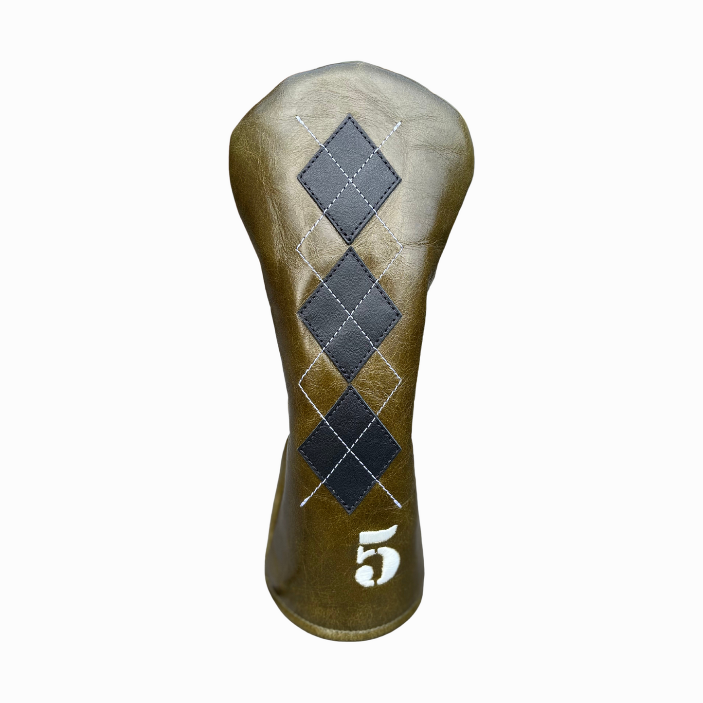 Olive Green and Smooth Black Leather with White Stitching