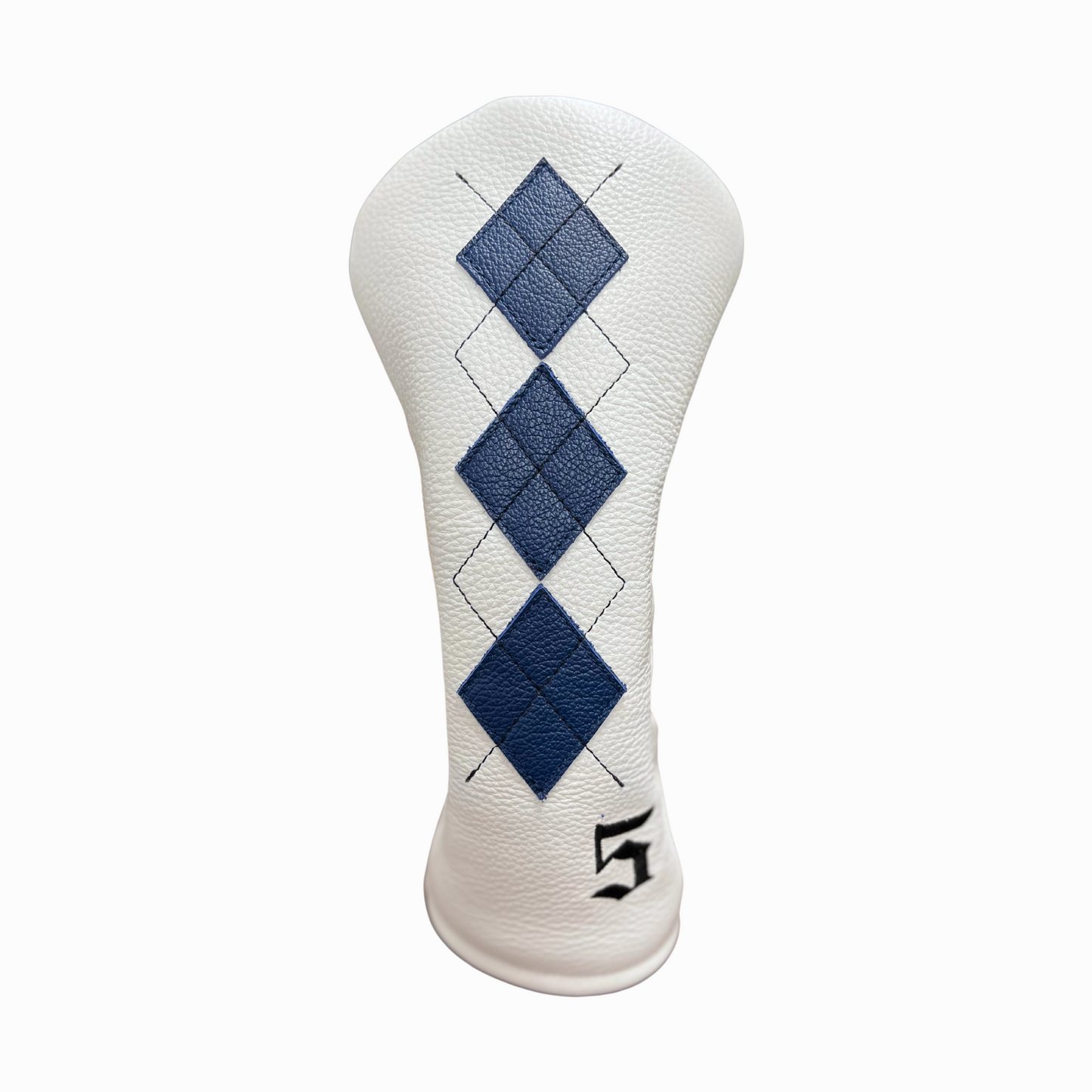 Pebbled White and Royal Blue Leather with Black Stitching