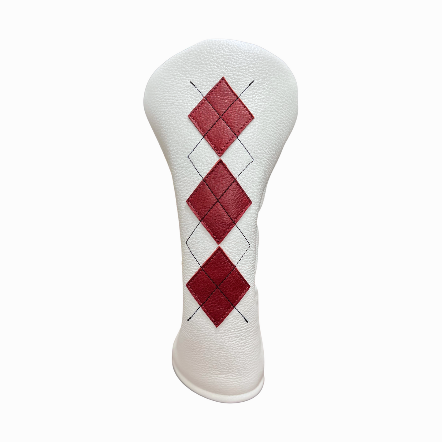 Pebbled White and Crimson Leather with Black Stitching