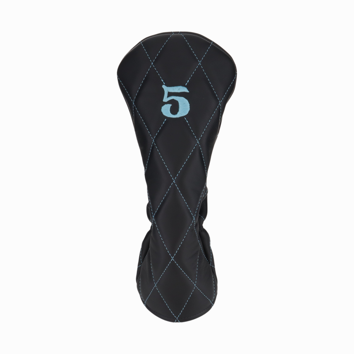 Smooth Charcoal Leather Quilted with Carolina Blue Stitching