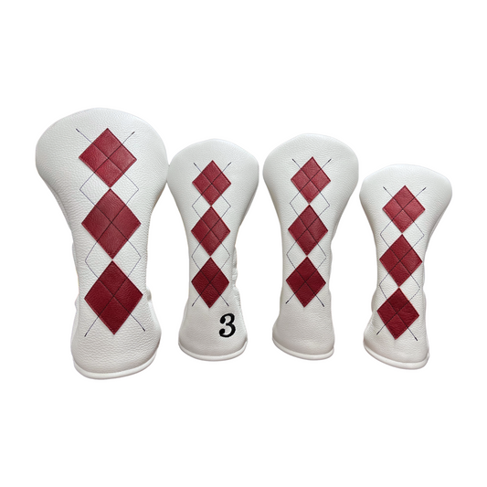 Pebbled White and Crimson Leather with Black Stitching