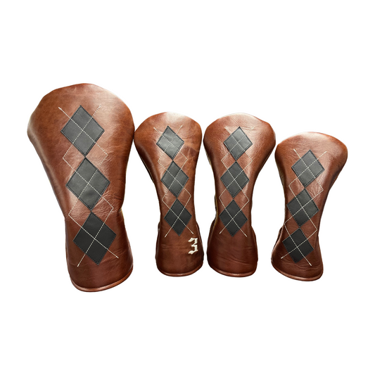 Cognac and Smooth Black Leather with Ivory Stitching 4-Piece Set