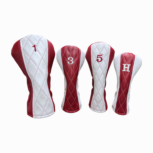 Pebbled Crimson and Pebbled White Leather Quilted
