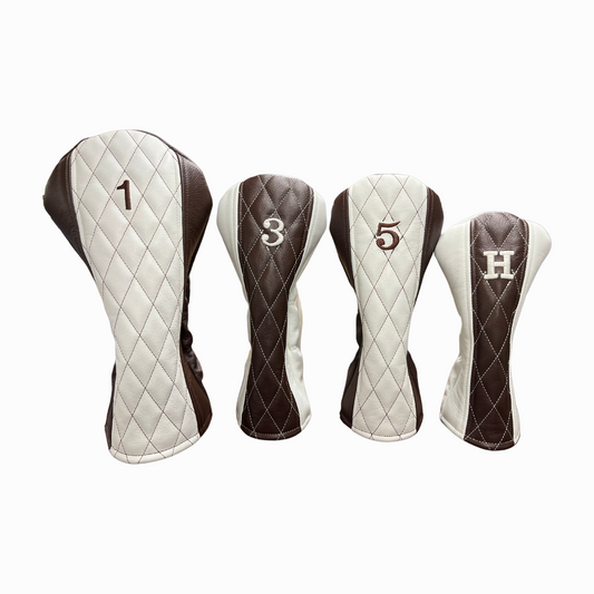 Dark Chocolate and Smooth Marshmallow Leather Quilted 4-Piece Set