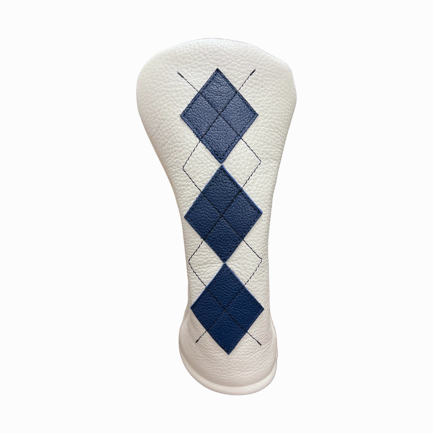 Pebbled White and Royal Blue Leather with Black Stitching