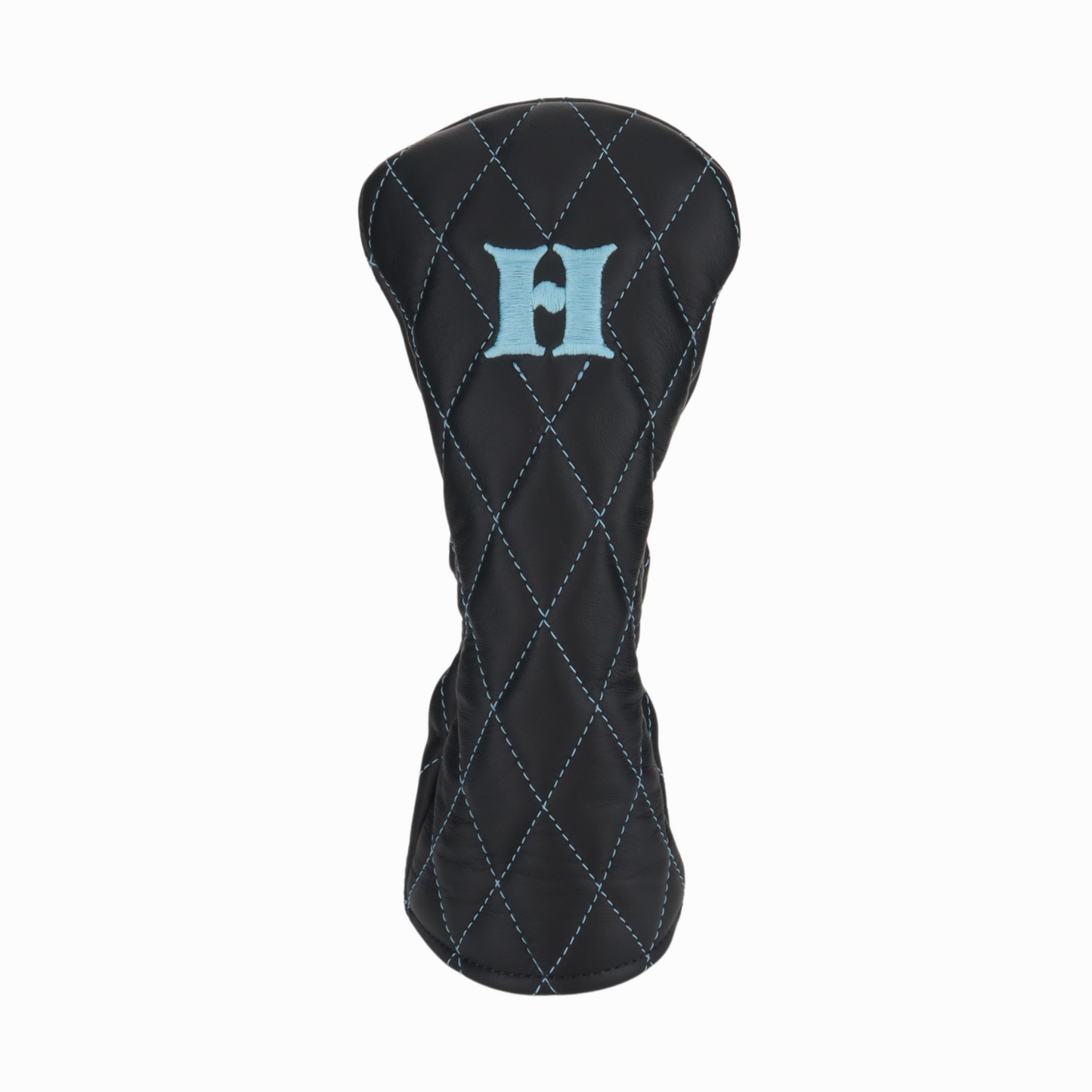 Smooth Charcoal Leather Quilted with Carolina Blue Stitching