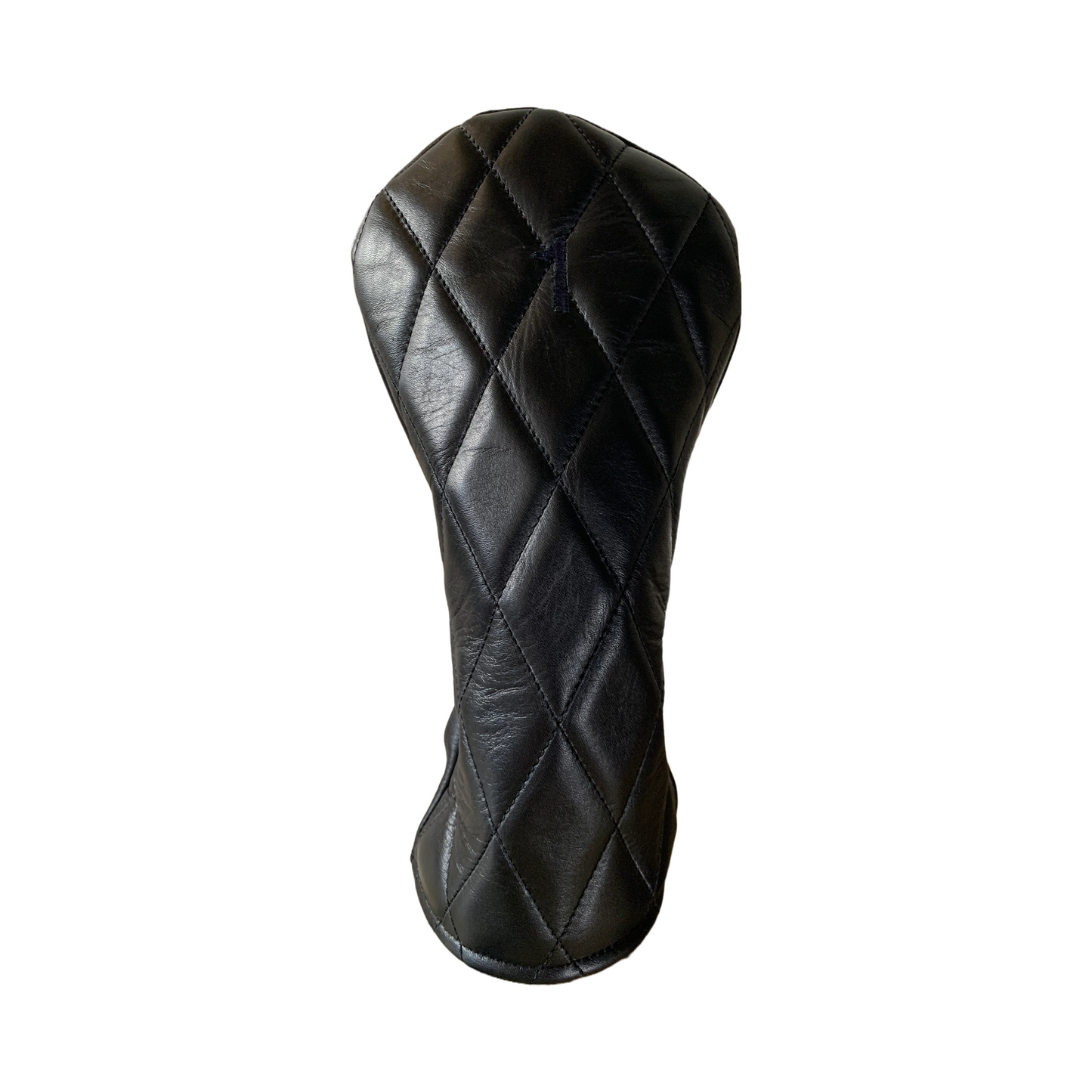 Smooth Black Leather Quilted with Black Stitching