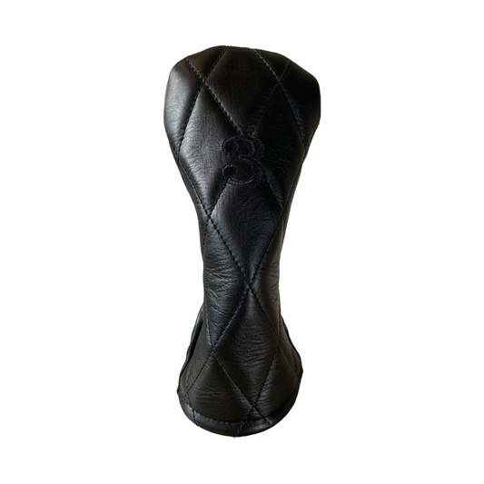 Smooth Black Leather Quilted with Black Stitching