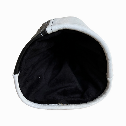 Black Ostrich with White Leather
