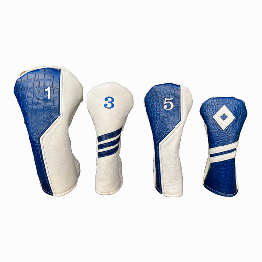 Royal Blue Croc with Ivory Leather 4 Piece Set
