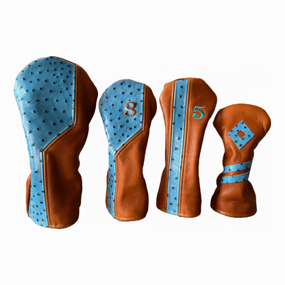 Limited Edition - Teal Ostrich with Butterscotch Leather 4-Piece Set