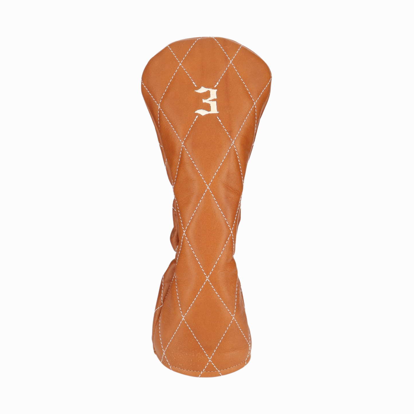 British Tan Leather Quilted with Ivory Stitching