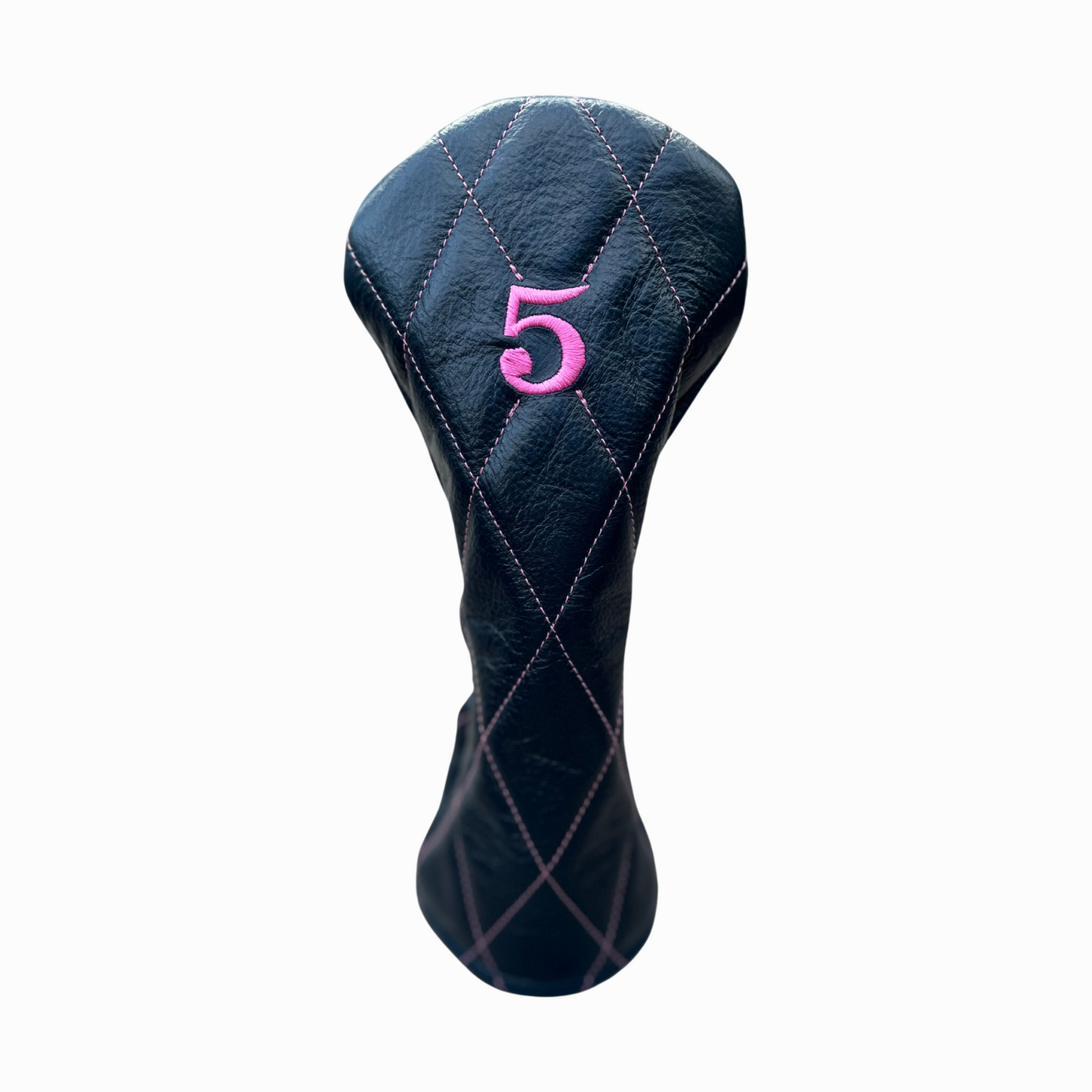 Navy Leather Quilted with Hot Pink Stitching