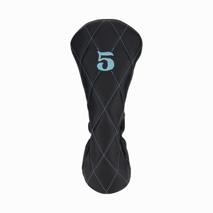 Smooth Charcoal Leather Quilted with Carolina Blue Stitching