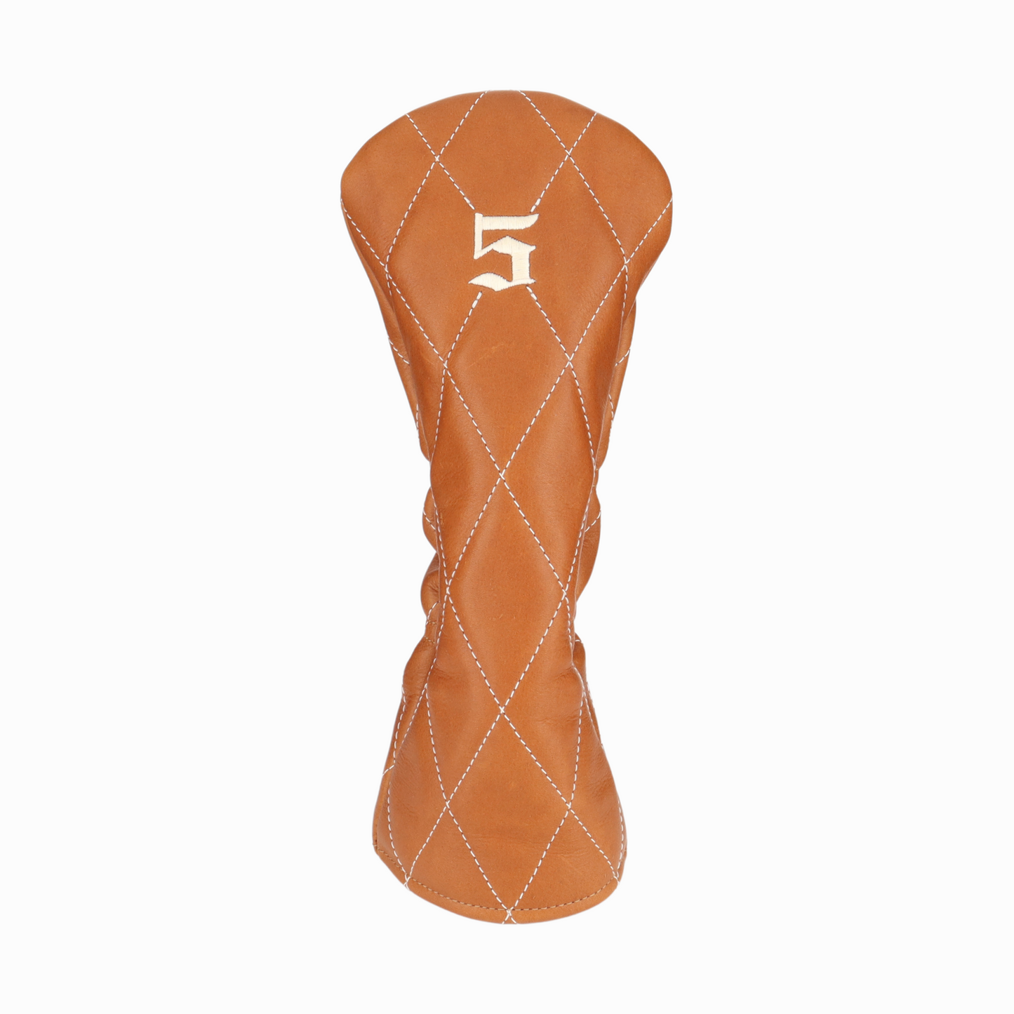 British Tan Leather Quilted with Ivory Stitching