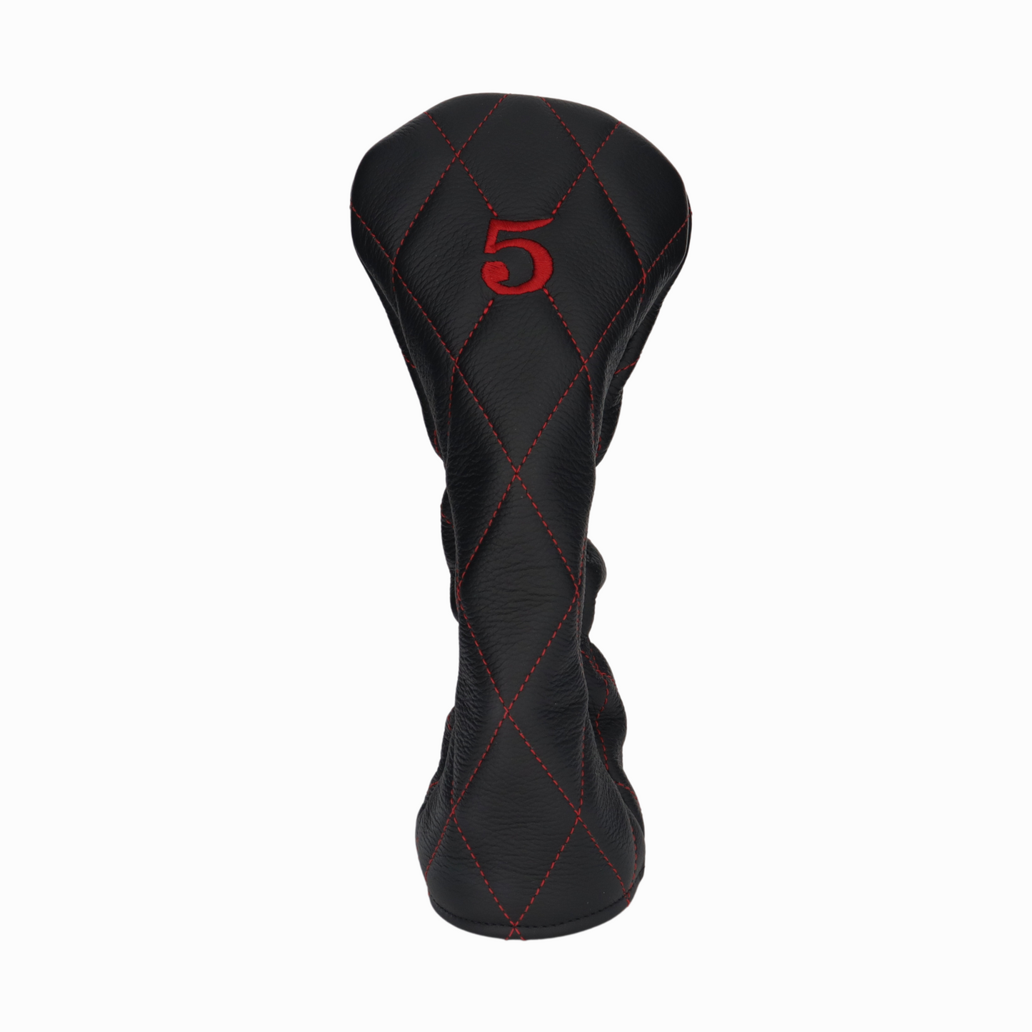 Pebbled Black Leather Quilted with Crimson Stitching