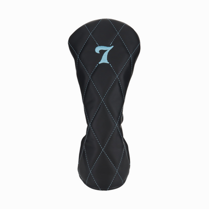 Smooth Charcoal Leather Quilted with Carolina Blue Stitching