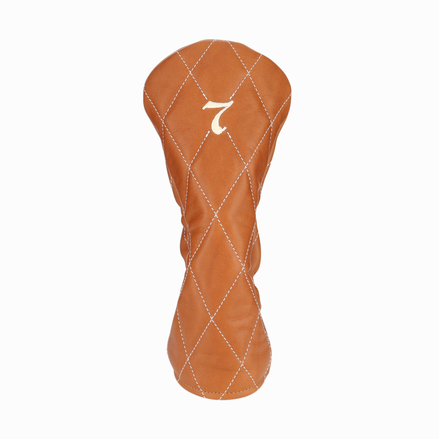 British Tan Leather Quilted with Ivory Stitching