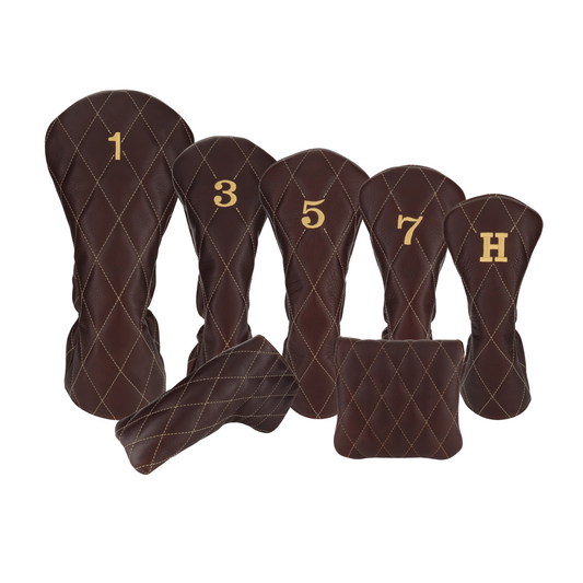 Pebbled Dark Chocolate Leather Quilted with Gold Stitching