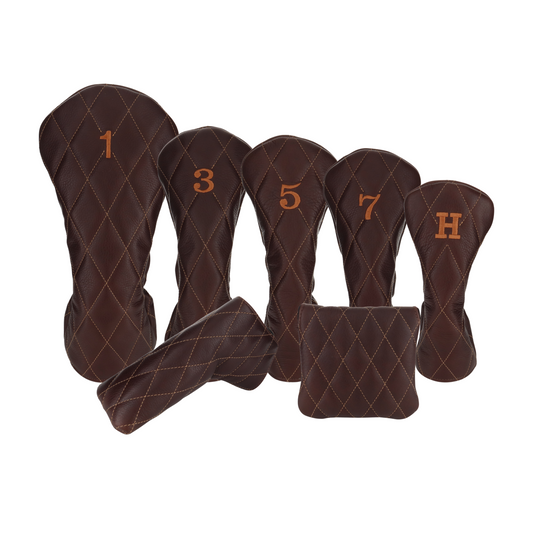Pebbled Dark Chocolate Leather Quilted with Bourbon Stitching