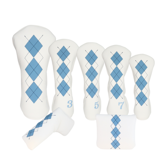 Smooth White and Baby Blue Leather with Navy Stitching
