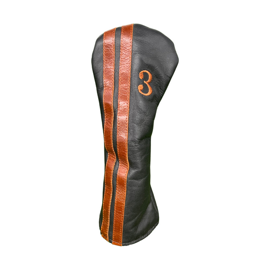 Mahogany Racing Stripes with Smooth Black Leather - 3 Wood