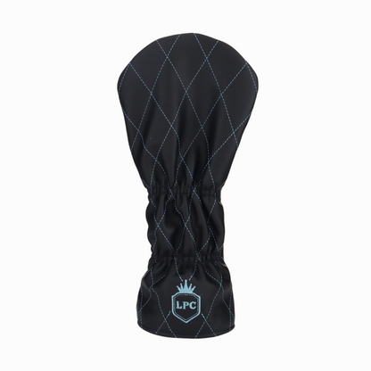 Smooth Charcoal Leather Quilted with Carolina Blue Stitching