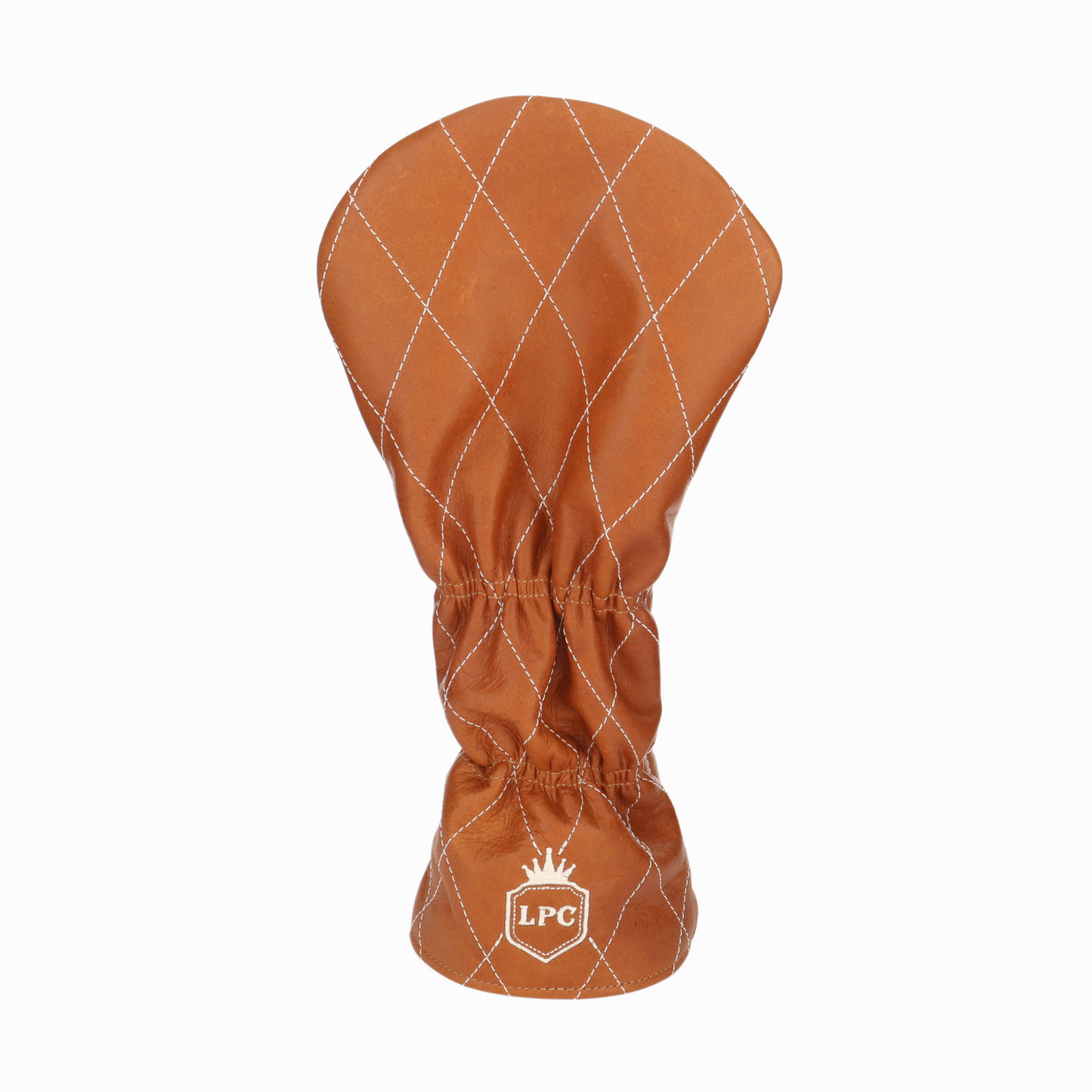 British Tan Leather Quilted with Ivory Stitching