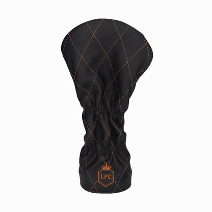 Pebbled Black Leather Quilted with Bourbon Stitching