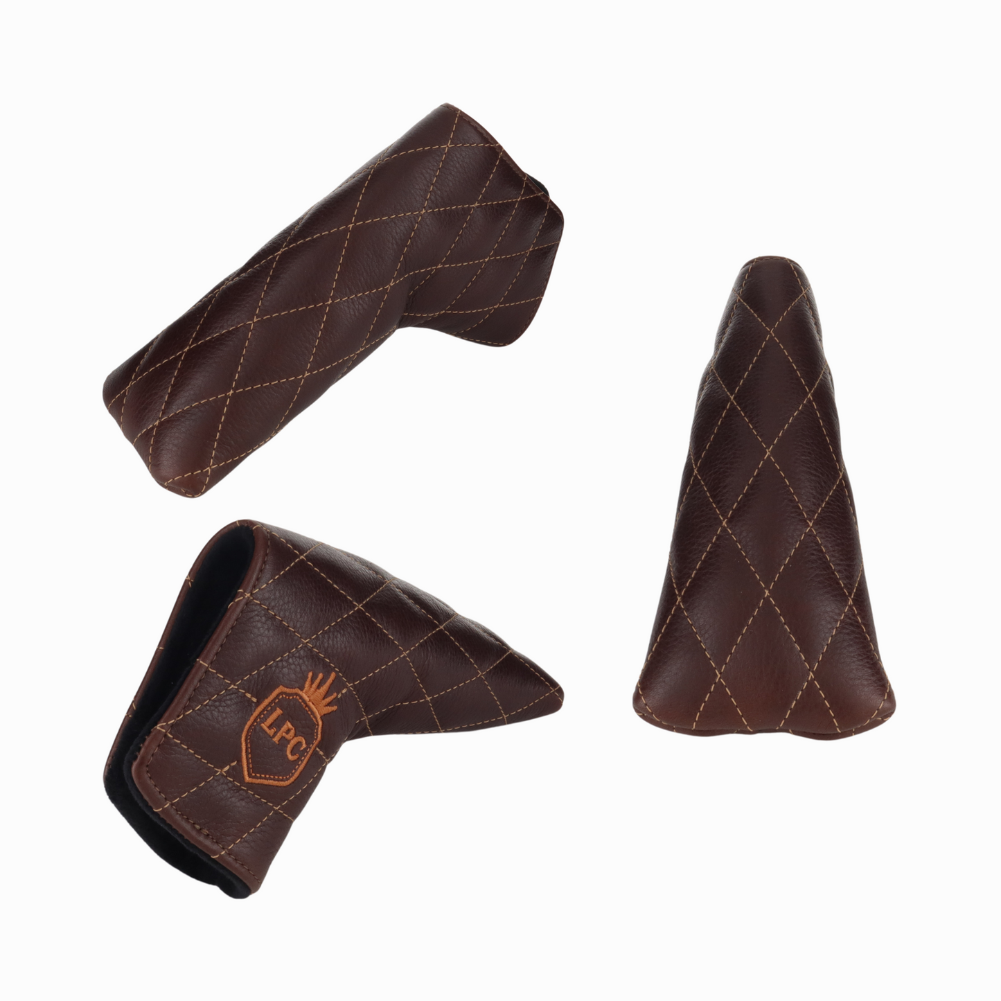 Pebbled Dark Chocolate Leather Quilted with Bourbon Stitching