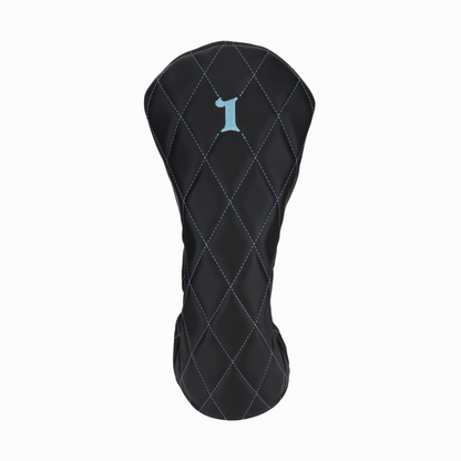 Smooth Charcoal Leather Quilted with Carolina Blue Stitching