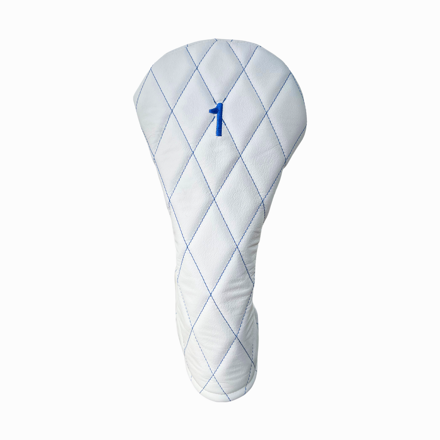 Smooth Marshmallow Leather Quilted with Royal Blue Stitching