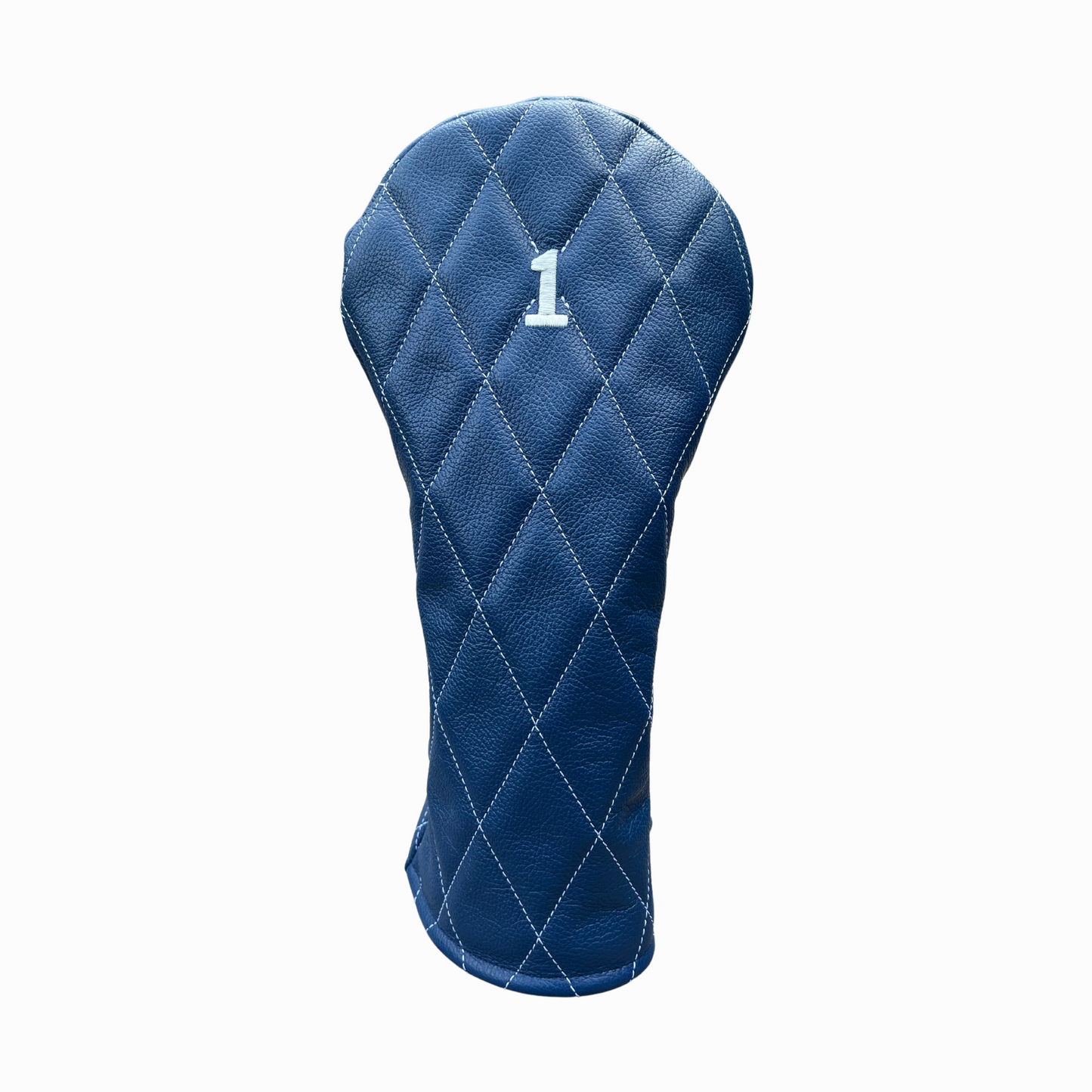 Royal Blue Leather Quilted with Ivory Stitching