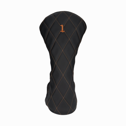 Pebbled Black Leather Quilted with Bourbon Stitching