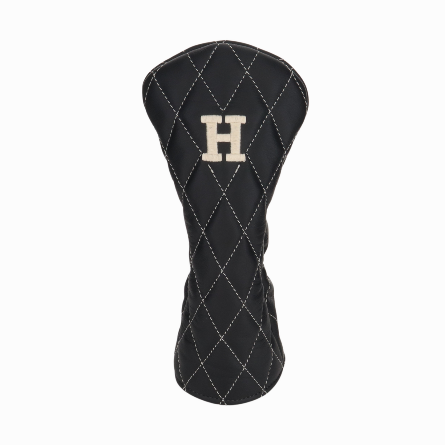 Smooth Charcoal Leather Quilted with Ivory Stitching