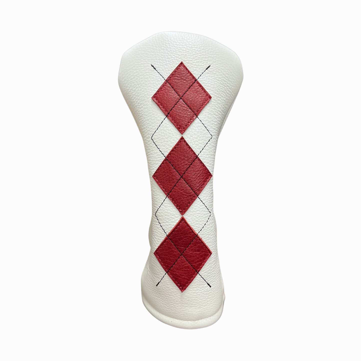Pebbled White and Crimson Leather with Black Stitching