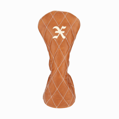 British Tan Leather Quilted with Ivory Stitching